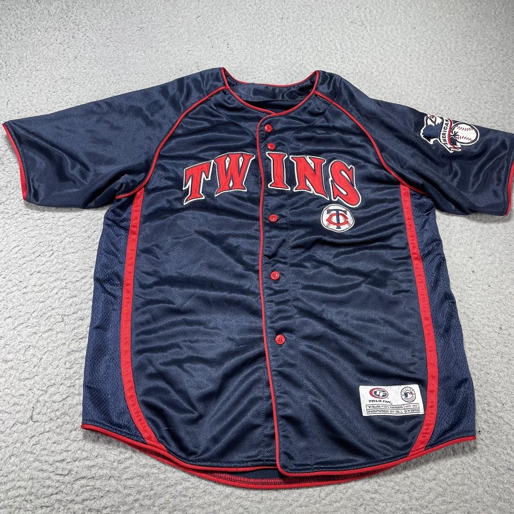 Minnesota Twins Jersey Youth Boys Large Blue MLB‎ Baseball True Fan Button Front